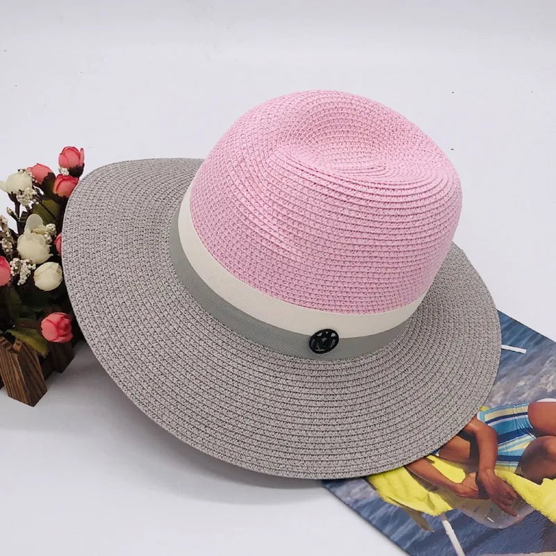La boutique du chapeau Rose 2 / 54-58cm Chapeau de paille haut de gamme
