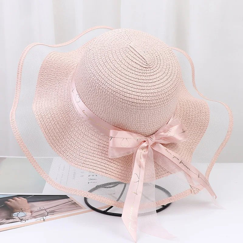 La boutique du chapeau Rose 2 / (56-58cm) Chapeau de paille ondulé
