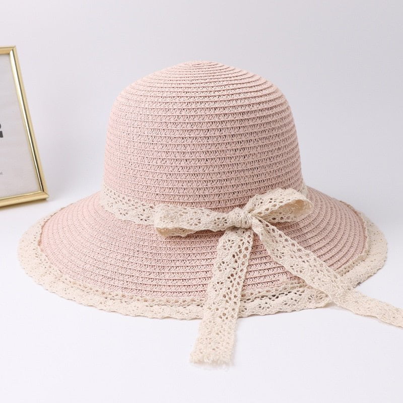 La boutique du chapeau Rose 2 / 56-58cm Chapeau de plage en paille