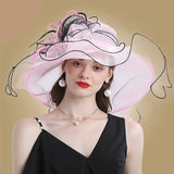 La boutique du chapeau Rose 2 / M (56-58CM) chapeaux Fedora à grand bord en Organza