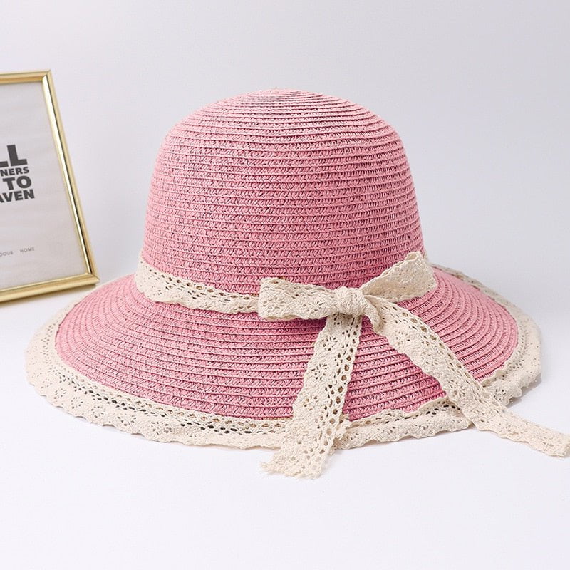 La boutique du chapeau Rose fonçé / 56-58cm Chapeau de plage en paille