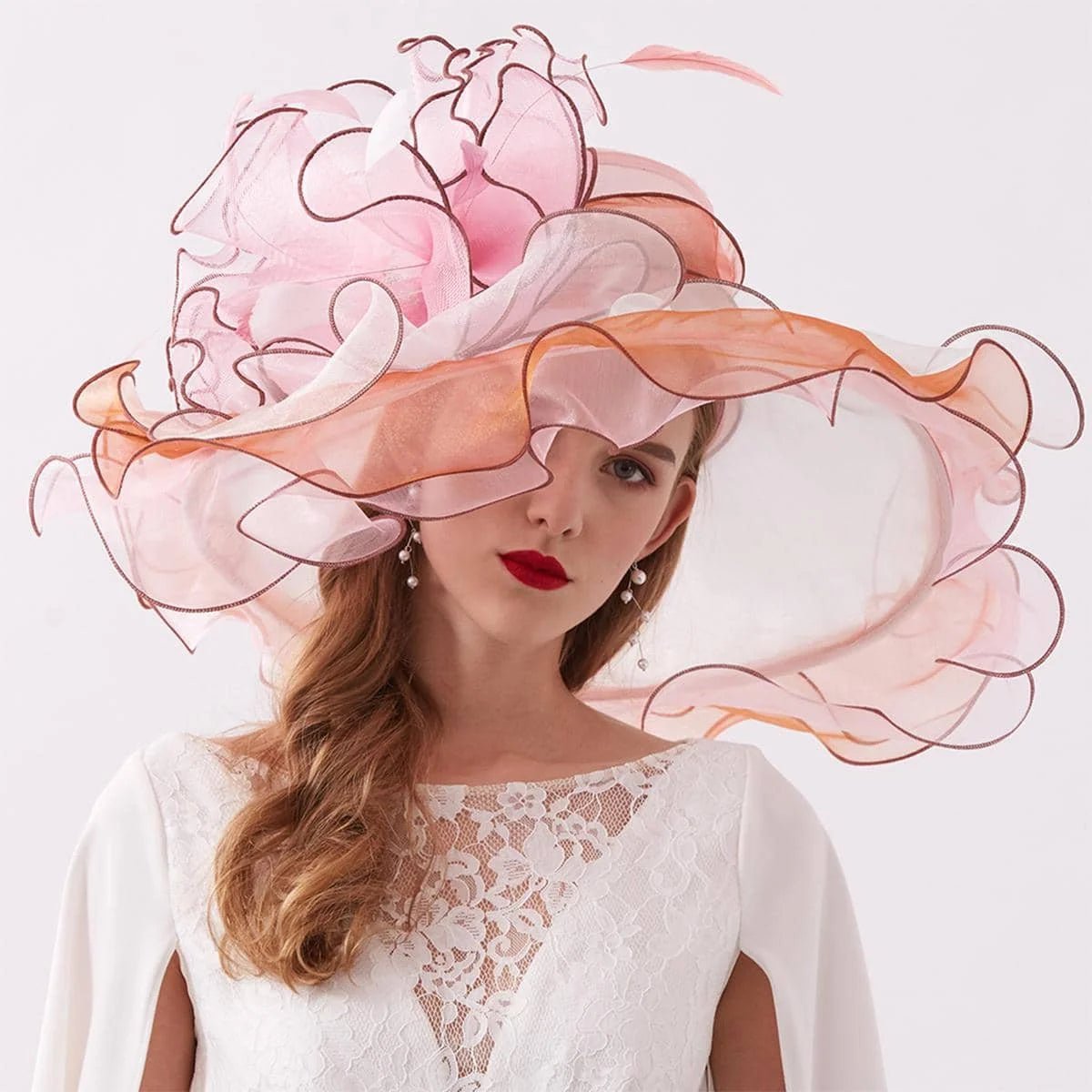 La boutique du chapeau Rose / M(56-58cm) Chapeau de cérémonie sophistiqué