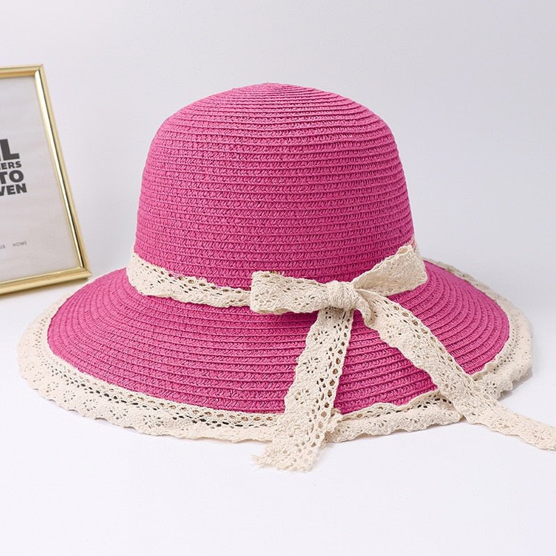 La boutique du chapeau Rose/rouge / 56-58cm Chapeau de plage en paille
