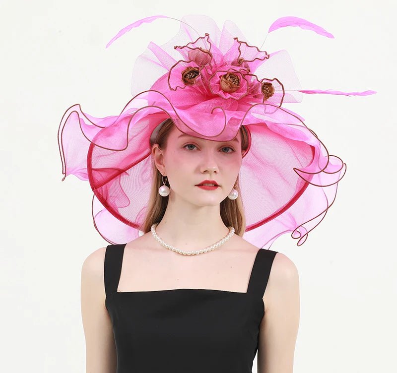 La boutique du chapeau Rose/rouge / M 56-58cm Chapeau de cérémonie chic