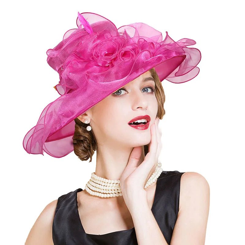 La boutique du chapeau Rose/rouge / M 56 - 58cm Chapeau de mariage bohème