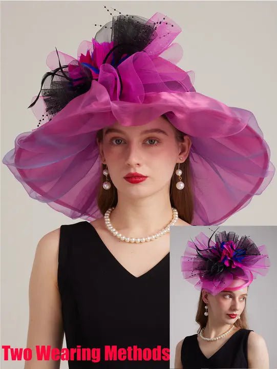 La boutique du chapeau Rose/rouge / M 56 à 58cm Chapeau de cérémonie charmant