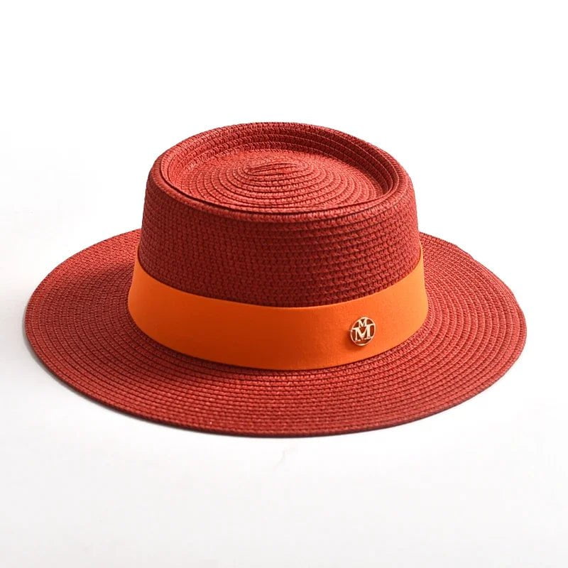 La boutique du chapeau Rouge / 55-58cm Chapeau de plage avec ruban