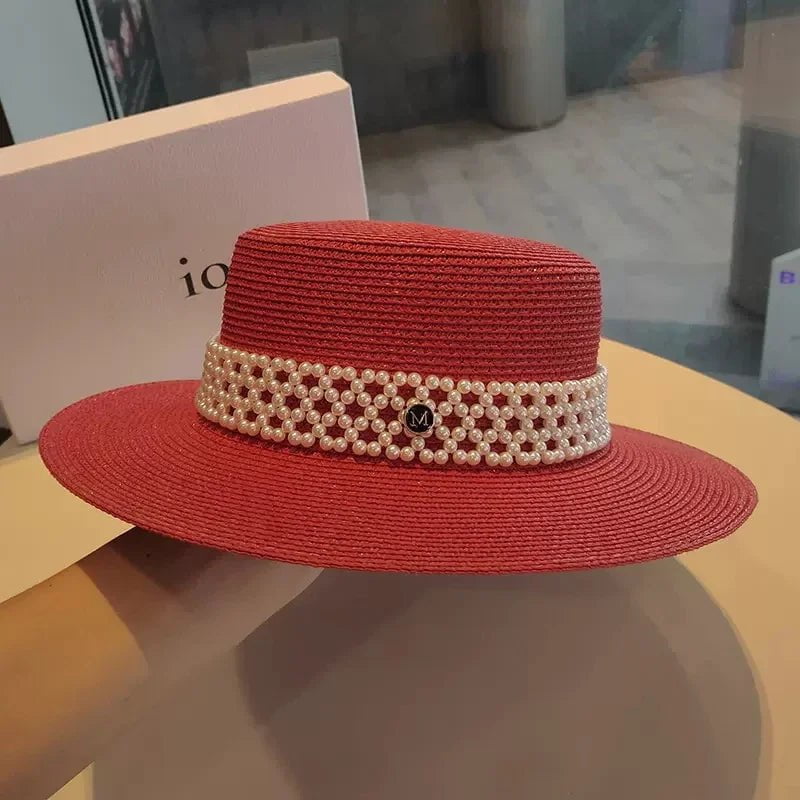 La boutique du chapeau Rouge / 56-58cm Chapeau de paille élégant