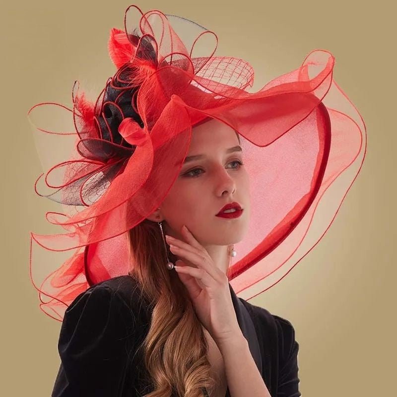 La boutique du chapeau Rouge / M(56-58CM) Chapeau de cérémonie rétro