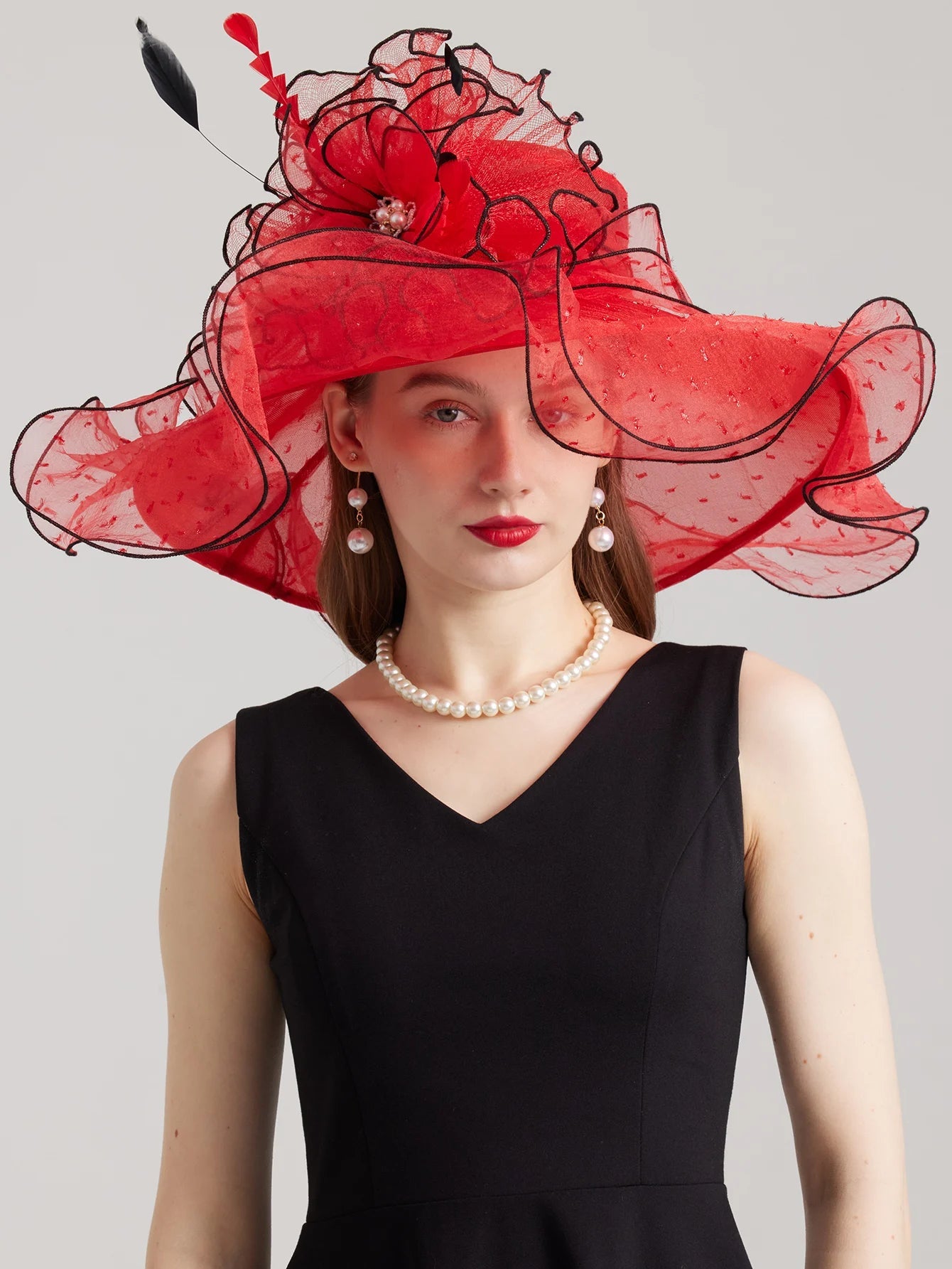 La boutique du chapeau Rouge / M 56-58cm Chapeau de cérémonie stylé