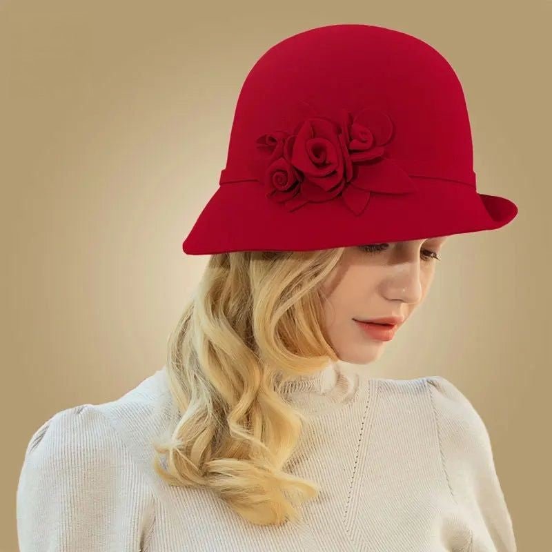 La boutique du chapeau Rouge / M (56-58cm) Chapeau fedora feutre femme