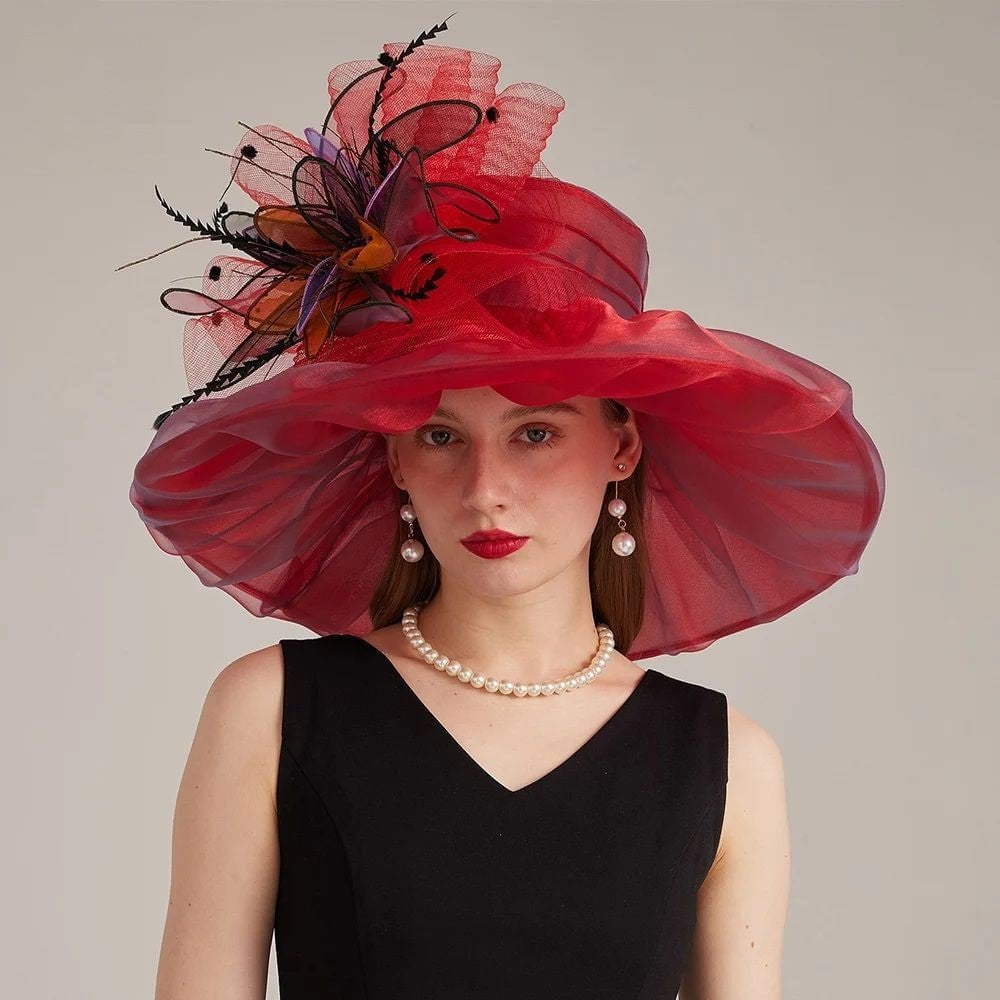 La boutique du chapeau Rouge / M 56 à 58cm Chapeau de cérémonie romantique