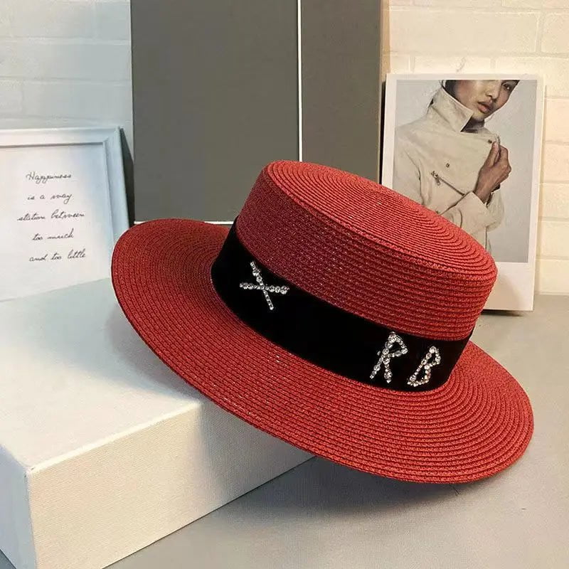 La boutique du chapeau Rouge/noir / 55-58CM Chapeau de paille français