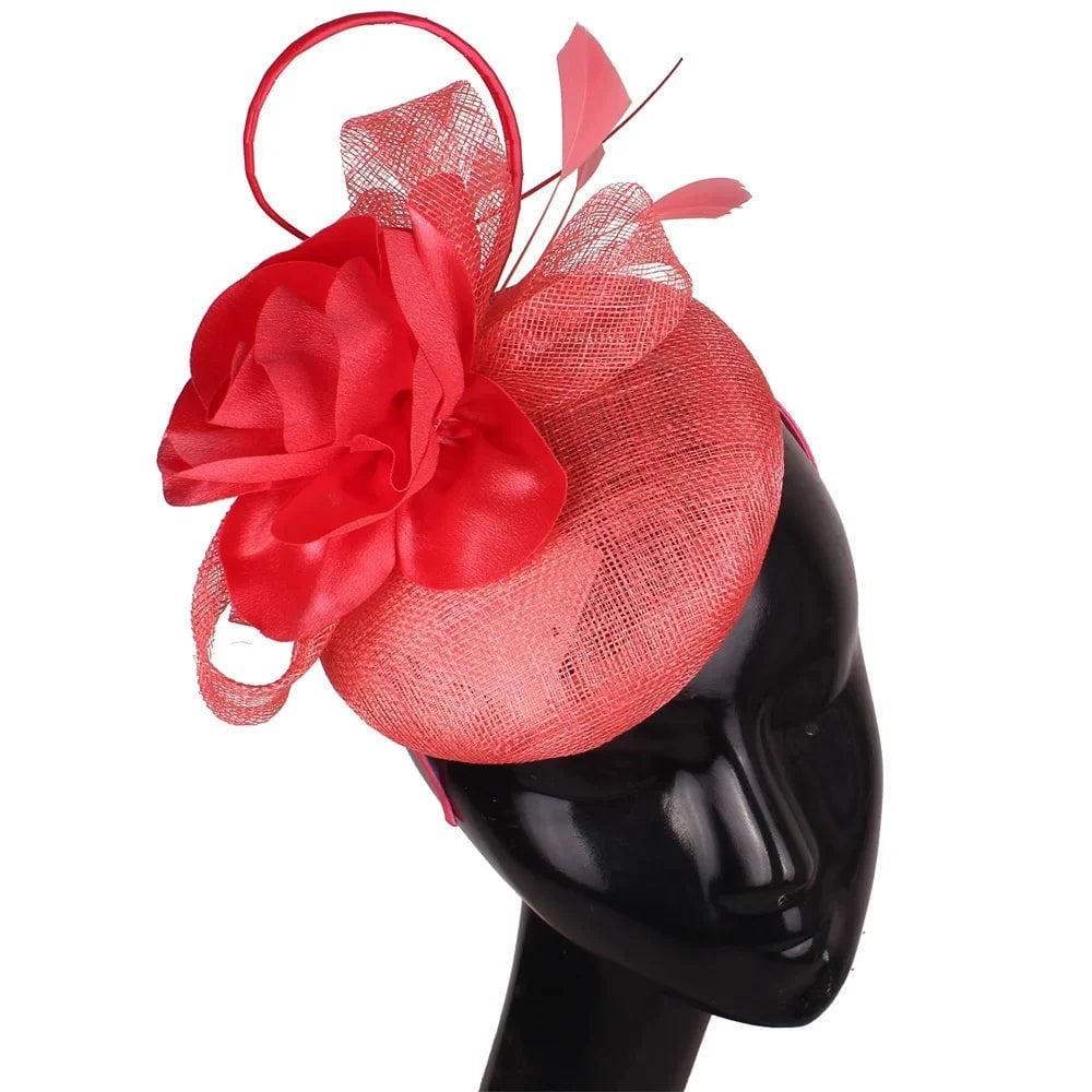 La boutique du chapeau Rouge/rose Chapeau Fascinator Fleur