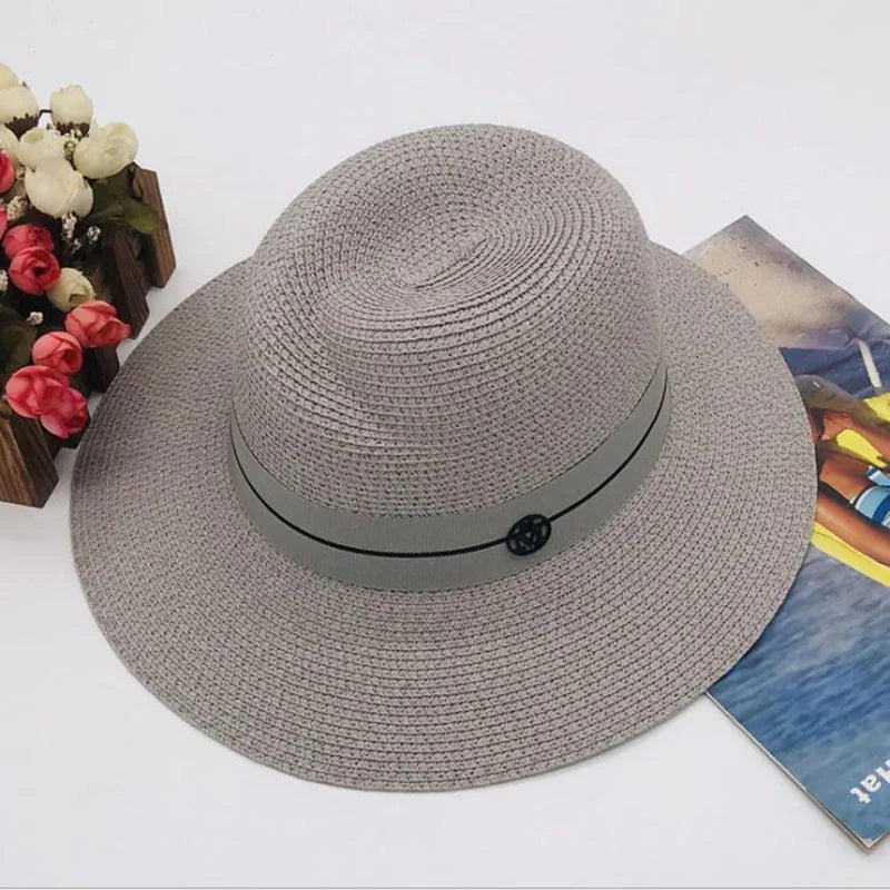 La boutique du chapeau Ruban gris / 57CM Chapeau panama gris