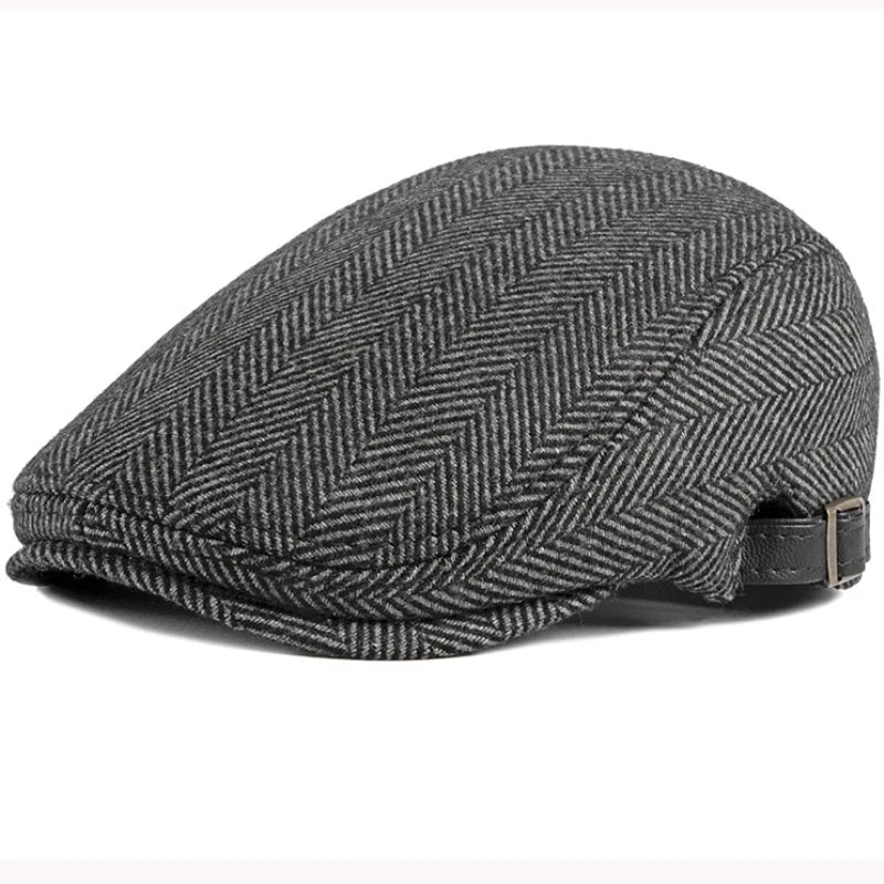 La boutique du chapeau Striped Black Grey / 55-60cm Béret coton ajustable