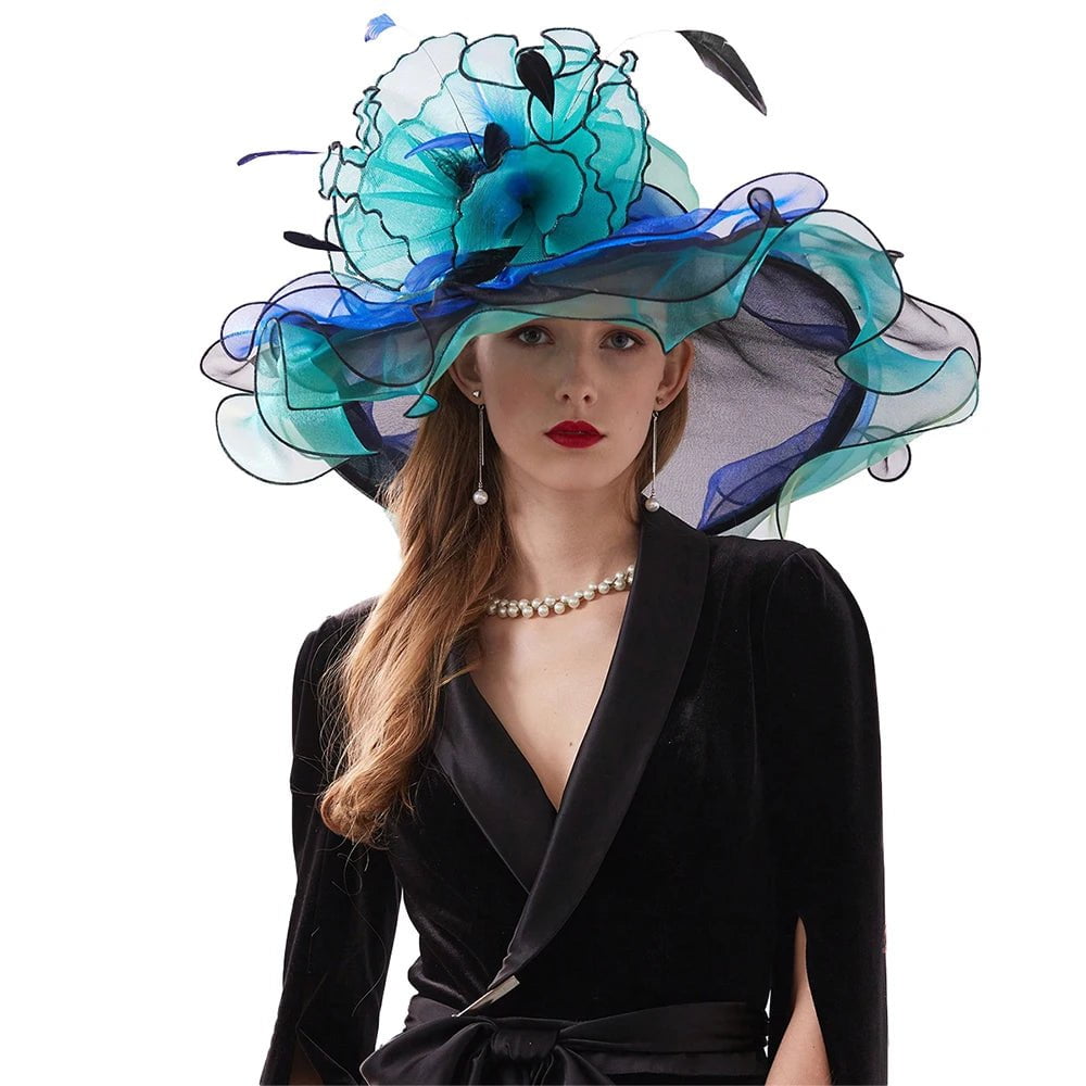 La boutique du chapeau Turquoise / M(56-58cm) Chapeau de cérémonie sophistiqué