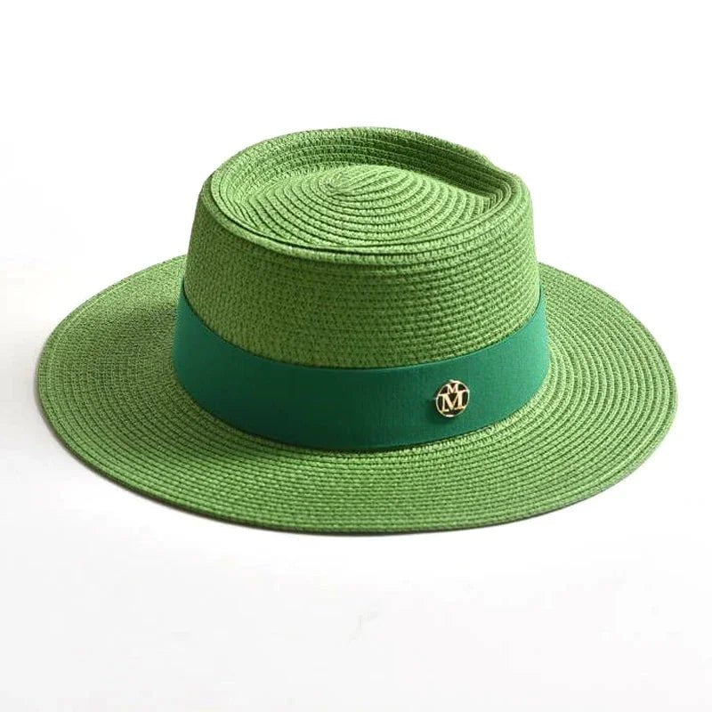 La boutique du chapeau Vert / 55-58cm Chapeau de plage avec ruban