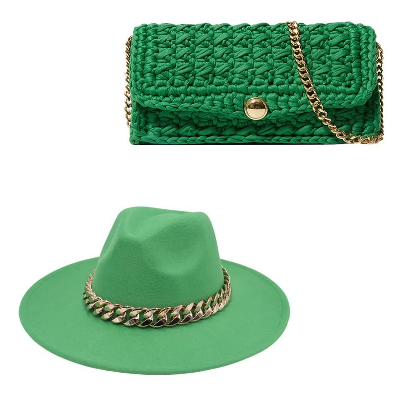 La boutique du chapeau Vert Chapeau et sac en cuir