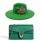 La boutique du chapeau Vert Chapeau Fedora et sac a main