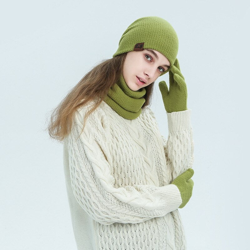 La boutique du chapeau Vert citron Ensemble chapeau et écharpe en laine douce