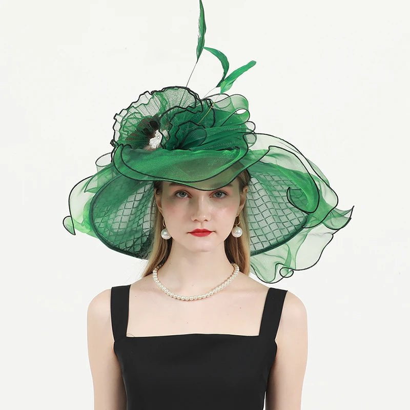 La boutique du chapeau Vert / M 56-58cm Chapeau de mariage élégant