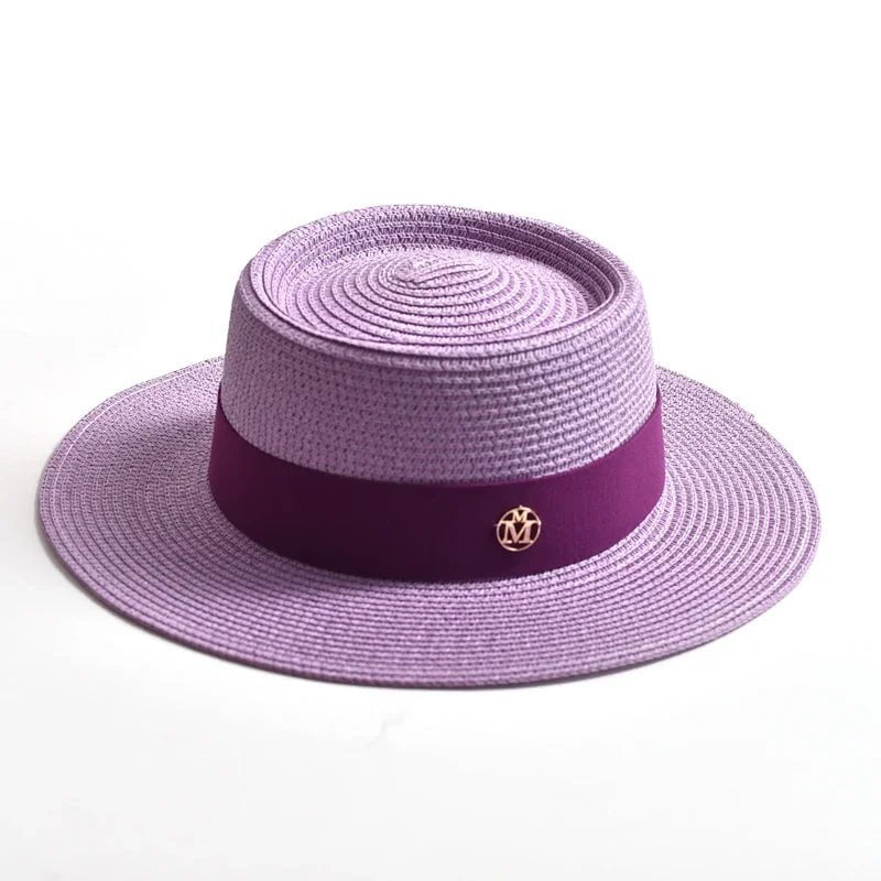 La boutique du chapeau Violet clair / 55-58cm Chapeau de plage avec ruban