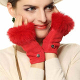 Multi-tendance Gants et mitaines Rouge / S Gants mode réel en cuir véritable daim