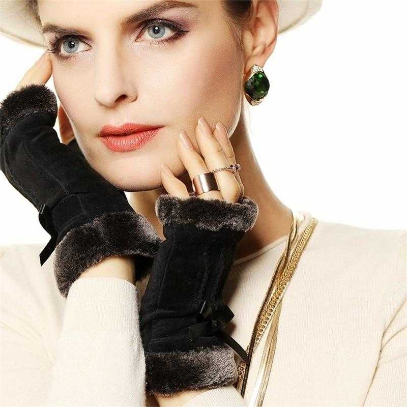 Multi-tendance Gants Gants en cuir véritable daim Mode femmes Fashion