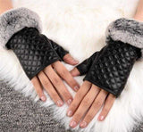 Multi-tendance Gants Style 2 / L Gants en cuir véritable fourrure de lapin demi doigt Fashion