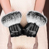 Multi-tendance gants tactile Blanc / L Gants en cuir véritable de haute qualité