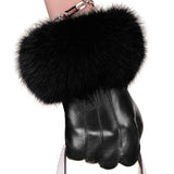 Multi-tendance gants tactile Noir / L Gants en cuir véritable de haute qualité