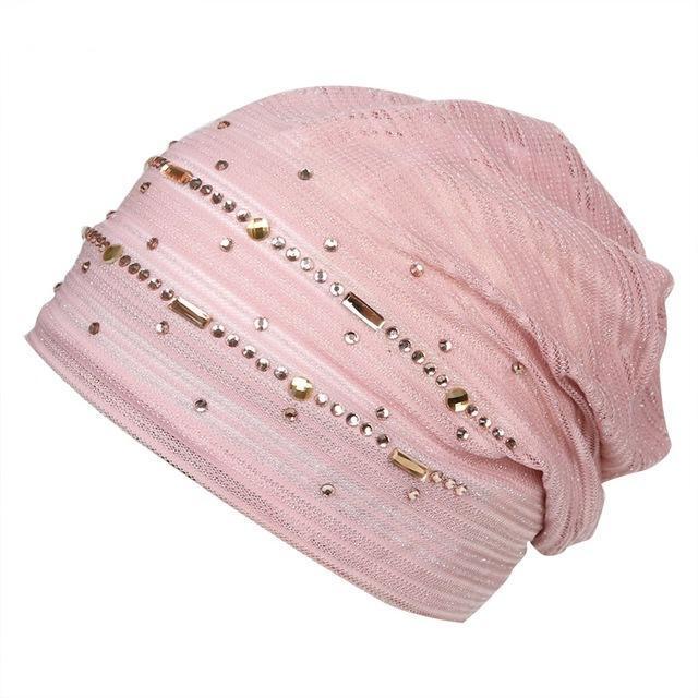 Paris-Chapeau bonnet Rose Bonnet Élégant en Tricot et Strass