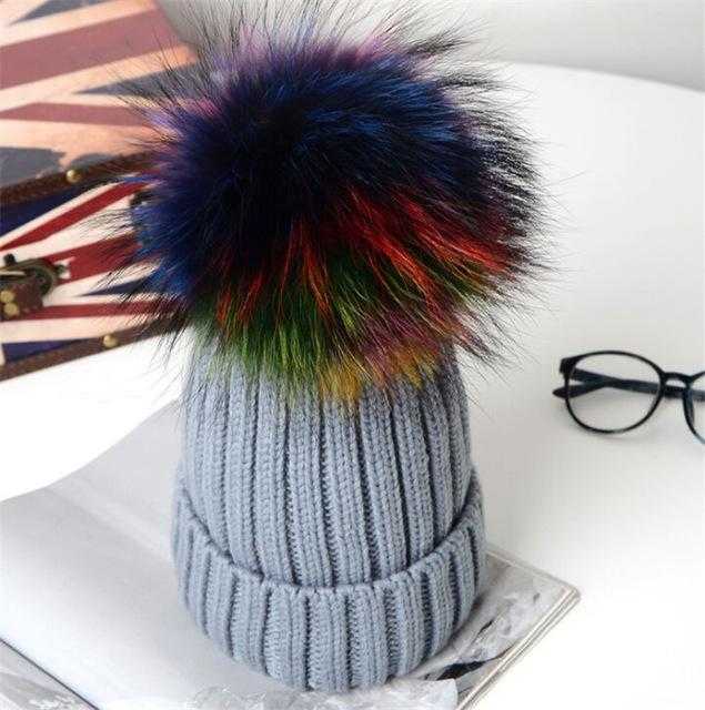 Paris-Chapeau bonnet & skullies 020 / 48-52cm(Kid) bonnet Pompon arc-en-ciel