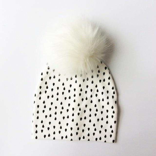 Paris-Chapeau bonnet & skullies Blanc rain 2 Bonnet D'hiver Enfant pompon en Fourrure