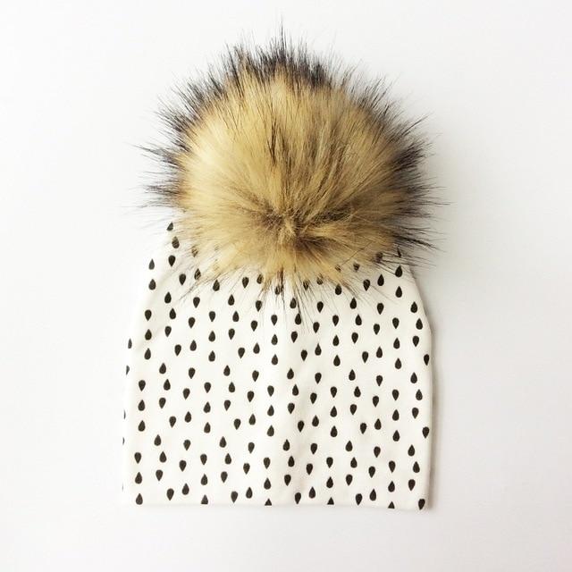 Paris-Chapeau bonnet & skullies Blanc rain 3 Bonnet D'hiver Enfant pompon en Fourrure