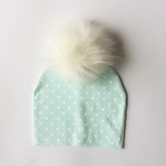 Paris-Chapeau bonnet & skullies cœur vert Bonnet D'hiver Enfant pompon en Fourrure