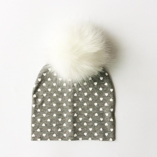 Paris-Chapeau bonnet & skullies Gris 2 Bonnet D'hiver Enfant pompon en Fourrure