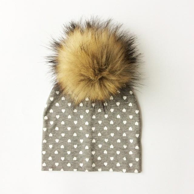 Paris-Chapeau bonnet & skullies Gris 3 Bonnet D'hiver Enfant pompon en Fourrure