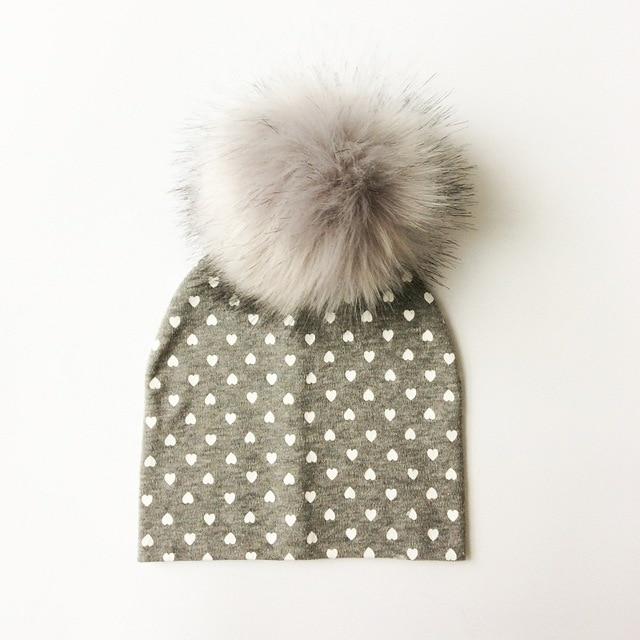 Paris-Chapeau bonnet & skullies Gris Bonnet D'hiver Enfant pompon en Fourrure