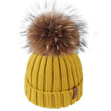 Paris-Chapeau bonnet & skullies Jaune / 4-10  ans Bonnet d'hiver pompon pour enfants de 2 à 7