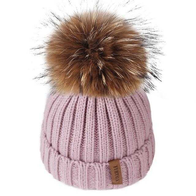 Paris-Chapeau bonnet & skullies Lotus Rose / 4-10 ans Bonnet d'hiver pompon pour enfants de 2 à 7