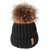 Paris-Chapeau bonnet & skullies Noir / 4-10  ans Bonnet d'hiver pompon pour enfants de 2 à 7