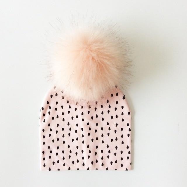 Paris-Chapeau bonnet & skullies pluie rose 1 Bonnet D'hiver Enfant pompon en Fourrure