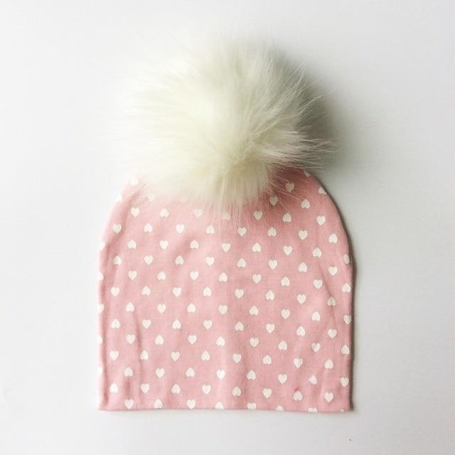 Paris-Chapeau bonnet & skullies Rose 1 Bonnet D'hiver Enfant pompon en Fourrure