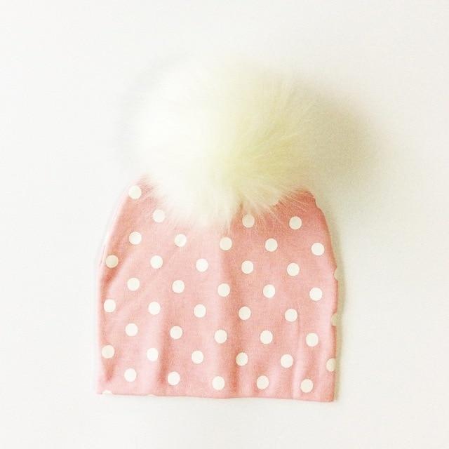 Paris-Chapeau bonnet & skullies Rose Bonnet D'hiver Enfant pompon en Fourrure