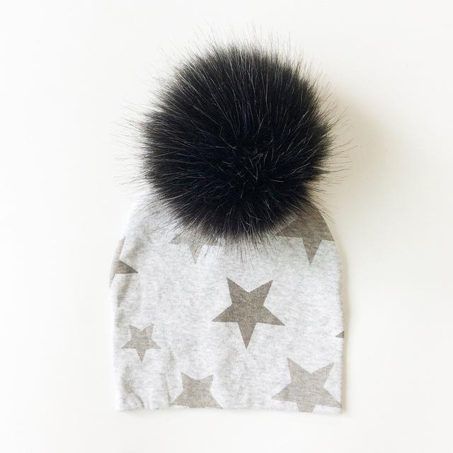 Paris-Chapeau bonnet & skullies star Bonnet D'hiver Enfant pompon en Fourrure