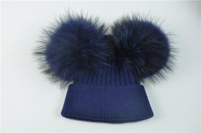 Paris-chapeau chapeau d'hiver Bonnet double pompons