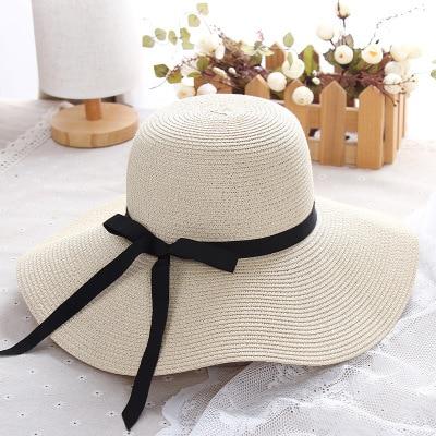 Paris-Chapeau chapeau de paille Beige Chapeau de paille bord large pliable protection UV