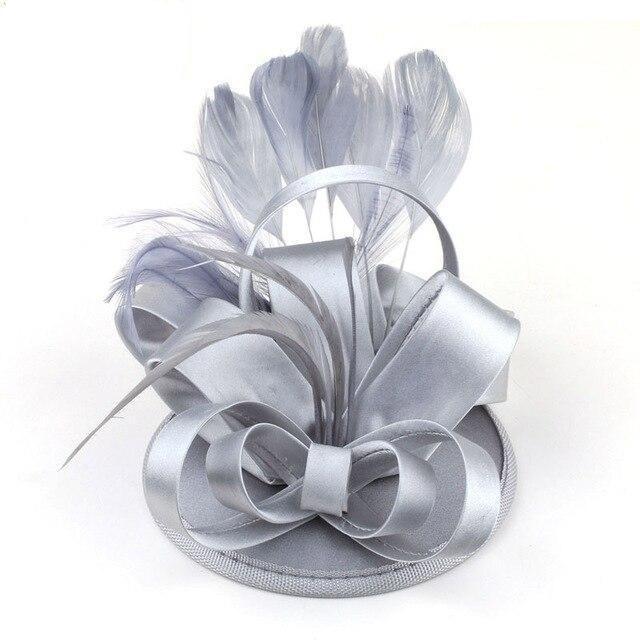 Paris-chapeau chapeaux mariage Gris Chapeau style tendance a plumes